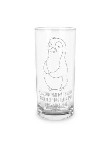 Mr. & Mrs. Panda Wasserglas Pinguin Diät mit Spruch in Transparent