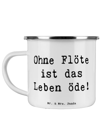 Mr. & Mrs. Panda Campingtasse Spruch Flöte Leben mit Spruch in Weiß