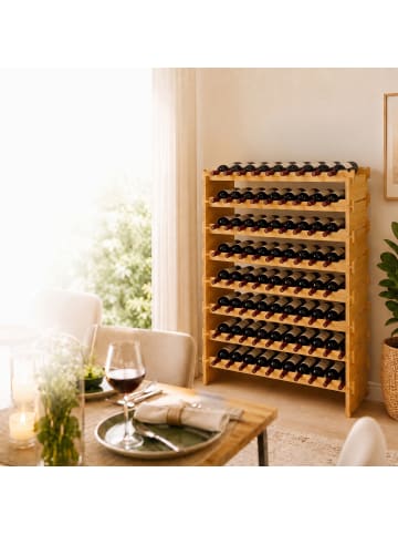 relaxdays Weinregal in Natur - (B)85 x (H)107 x (T)25,5 cm
