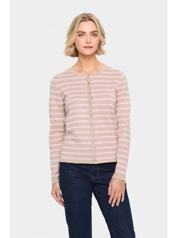 SAINT TROPEZ Strickjacke MilaSZ Gerade Passform in Plaza Taupe Pink Stripe