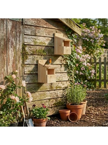 relaxdays 2 x Halbhöhle-Nistkasten in Natur - (B)12 x (H)20 x (T)15,5 cm