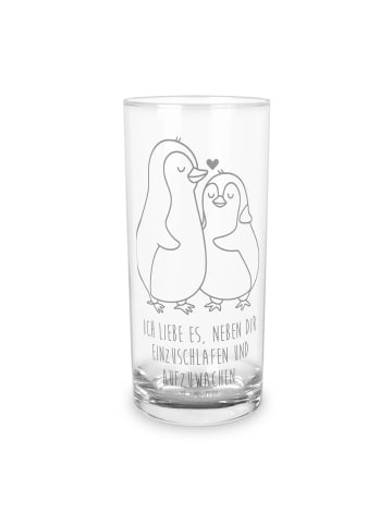 Mr. & Mrs. Panda Wasserglas Pinguine Einschlafen mit Spruch in Transparent