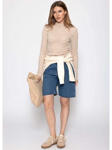 SASSYCLASSY Langarmshirt aus Spitze in Beige