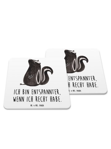 Mr. & Mrs. Panda Coaster Stinktier Sitzen mit Spruch in Weiß