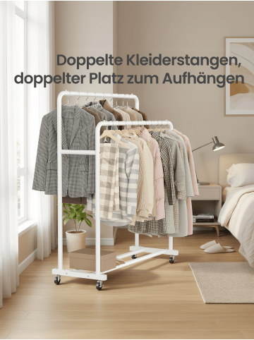 SONGMICS Kleiderständer Pataye in Weiß - (B)110 x (H)155.5 x (T)46.5 cm