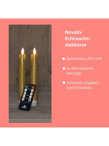 Novaliv Novaliv Stabkerzen LED mit Timer GOLD 4 Stück indoor 6 Stunden - ECHTW in Gold