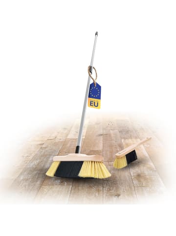 Novaliv Handfeger und Zimmerbesen I mit Stiel I feine Kunstborsten I Handbesen in Braun