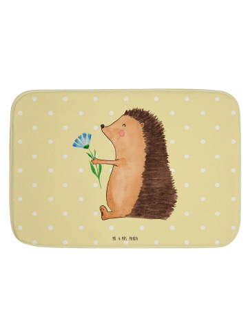 Mr. & Mrs. Panda Badezimmerteppich Igel Blumen ohne Spruch in Gelb Pastell