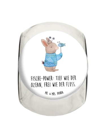 Mr. & Mrs. Panda Bonbonglas Fische Astrologie mit Spruch in Weiß
