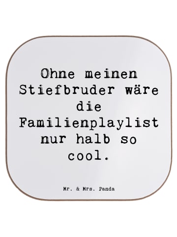 Mr. & Mrs. Panda Untersetzer Cooler Stiefbruder mit Spruch in Weiß