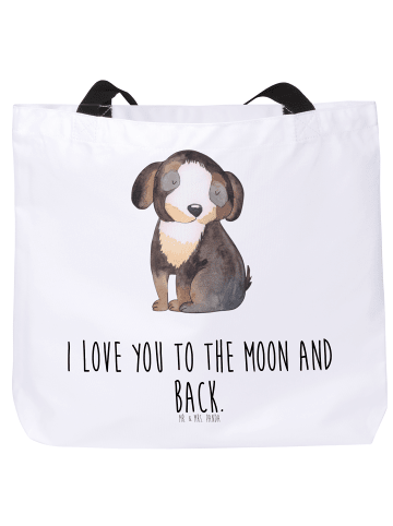 Mr. & Mrs. Panda Stofftasche Hund Entspannen mit Spruch in Weiß
