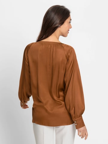 Heine Satinbluse in cognac