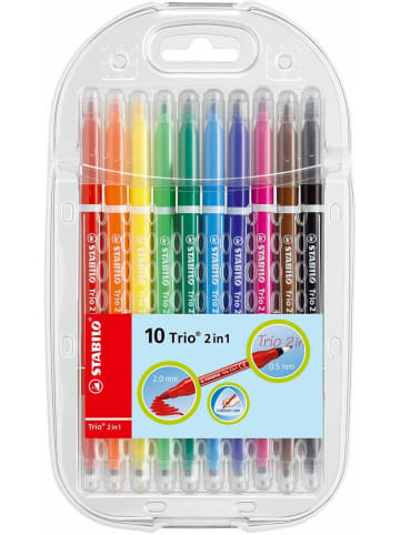STABILO Fasermaler und Fineliner in einem Trio 2 in 1 Etui Swano sortiert