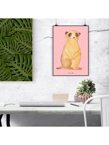 Mr. & Mrs. Panda Kunstdruck Erdmännchen ohne Spruch in Rot Pastell