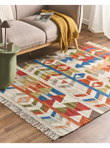 Beliani Kurzflor KAGHSI in Bunt/Grün/Rot - (W) 140 x (L) 200 cm