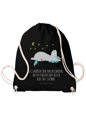 Mr. & Mrs. Panda Sportbeutel Einhorn Sternenhimmel mit Spruch in Schwarz