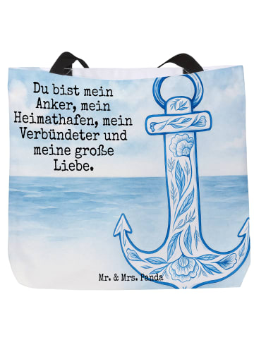 Mr. & Mrs. Panda Beutel Anker Blau Design mit Spruch in Weiß