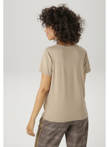 Aniston CASUAL T-Shirt in beige-schwarz-hellbraun-goldfarben
