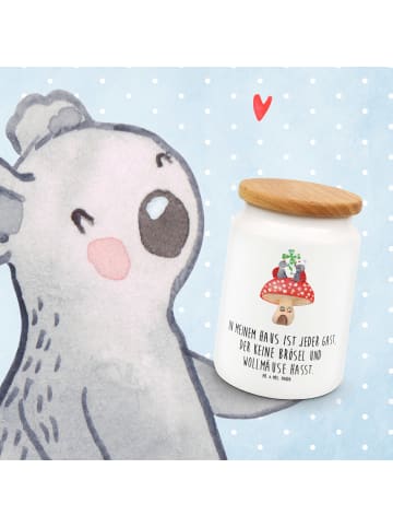 Mr. & Mrs. Panda Kaffeedose Marienkäfer Fliegenpilz mit Spruch in Weiß
