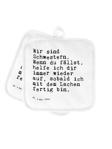 Mr. & Mrs. Panda Topflappen Wir sind Schwestern. Wenn... mit Spruch in Weiß