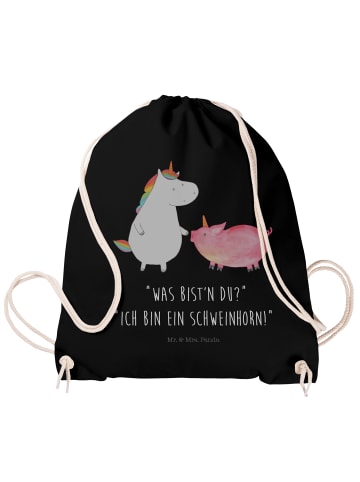 Mr. & Mrs. Panda Turnbeutel Einhorn Schwein mit Spruch in Schwarz