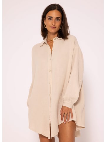 SASSYCLASSY Oversize Musselin Bluse in Beige