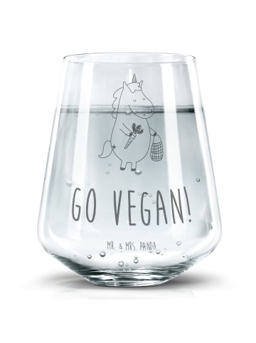 Mr. & Mrs. Panda Gravur Glas Einhorn Vegan mit Spruch in Transparent