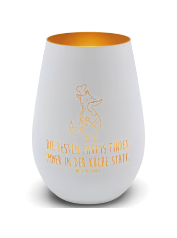 Mr. & Mrs. Panda Windlicht Teelicht Fuchs Koch mit Spruch in Weiß