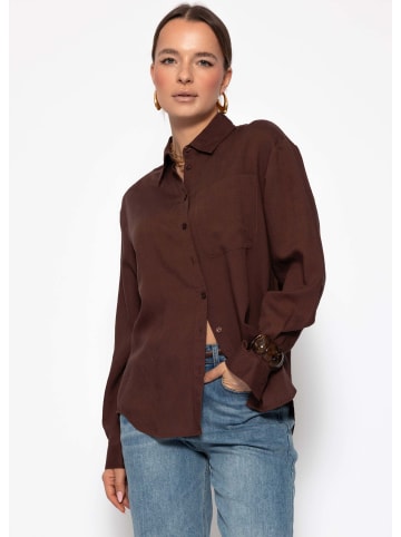 SASSYCLASSY Leinen Hemdbluse in Braun