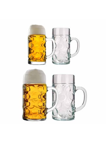 Stölzle 4er Set Bierkrüge Isar in Transparent 0,5l + 1l in transparent