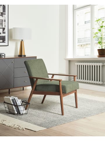 Beliani Sessel ESRUM in Grün/Braun - (W) 62 x (H) 79 x (L) 80 cm