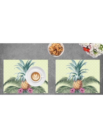 Tischsetmacher.de Tischsets I Platzsets "Ananas mit Palmenblätter" (L)30 x (B)40