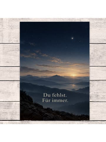 Mr. & Mrs. Panda Trauerspruchkarte Berg würdevoll Design mit Spruch in Weiß