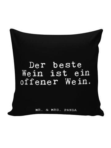 Mr. & Mrs. Panda 40x40 Kissen Der beste Wein ist... mit Spruch in Schwarz