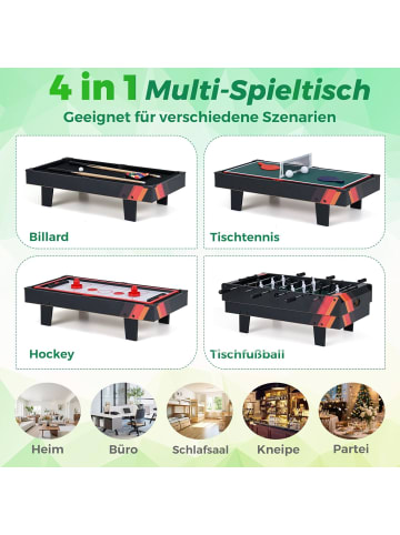 COSTWAY 4 in 1 Spieltisch Tischkicker in Anthrazit