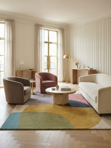 KADIMA DESIGN Eleganter Wohnzimmer-Teppich aus 100% Wolle in Multi