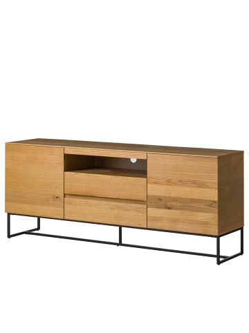 home24 home24 TV-Lowboard Breite 165 cm (1er Set) - Eiche - MDF furniert & Eisen - 165.0 x 67.0 x 40.0 cm in Eiche