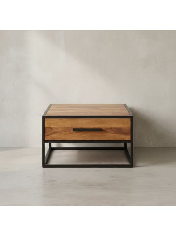 KADIMA DESIGN Couchtisch | Sheesham/Metall, 65x38x65cm, Industrial