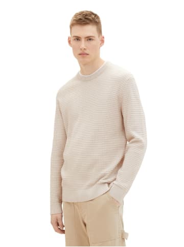 TOM TAILOR Denim Pullover STRUCTURED DOUBLELAYER in Beige