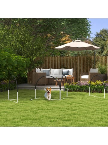 Pawhut Hunde Agility Set Weiß+Schwarz PE+ ABS