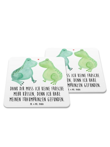 Mr. & Mrs. Panda Bierdeckel Frosch Liebe mit Spruch in Weiß