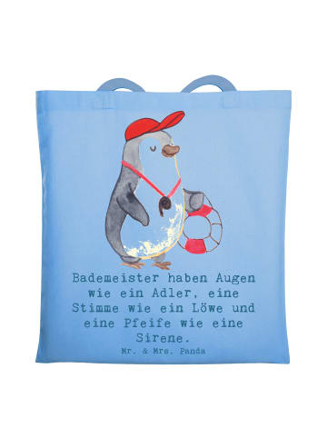 Mr. & Mrs. Panda Umhängetasche Bademeister Superheld mit Spruch in Sky Blue