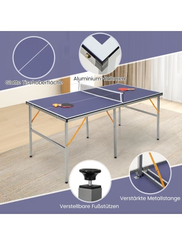 COSTWAY Mini Tischtennisplatte klappbar 166x83x69 cm in Blau