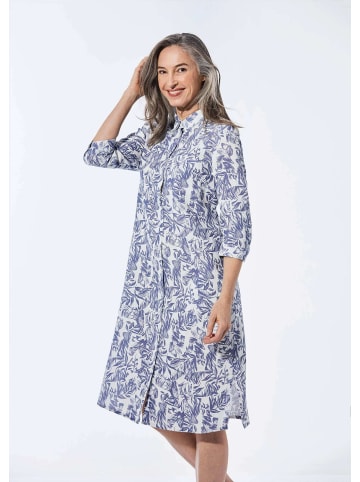 GOLDNER Kurzgröße:  Kleid in marine / weiß / gemustert