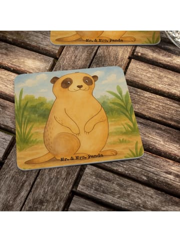 Mr. & Mrs. Panda Tassenuntersetzer Erdmännchen Design ohne Spruch in Weiß