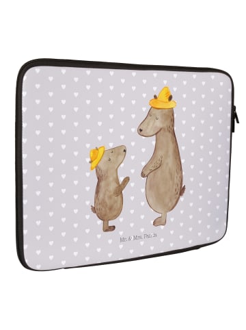 Mr. & Mrs. Panda Laptop Bag Bären mit Hut ohne Spruch in Grau Pastell