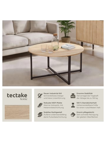 tectake Couchtisch Aberdeen 88,5 x 47 cm, Industrial Holz hell, Eiche Sonoma