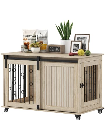 Pawhut Hundekäfig Eiche 100L x 56B x 65H cm