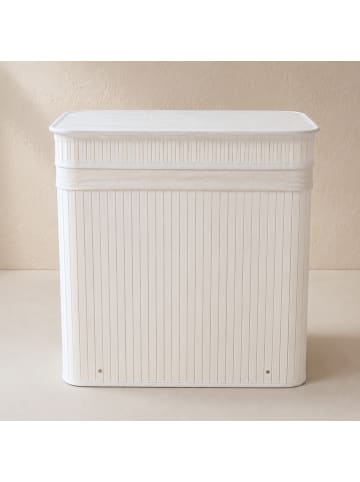 NUXIO Wäschekorb aus Bambus in Weiß, (B) 43 x (H) 60 x (L) 63 cm