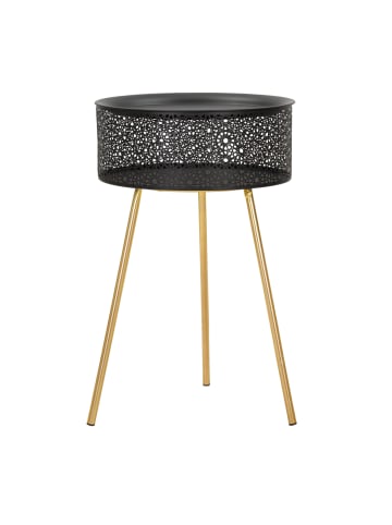 Mauro Ferretti Couchtisch aus schwarzem und goldenem Metall, Ø 40 x 65 cm